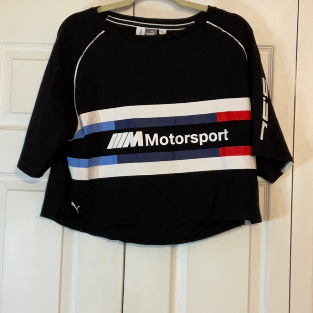 Puma‎ Motocross Black Crop Tee Top Size Large